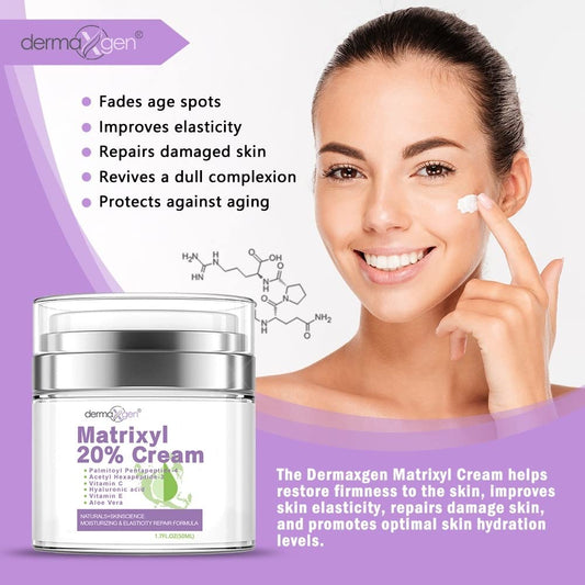 Dermaxgen 20% Matrixyl 3000 Face Cream – Skin Elasticity Repair Cream - Matrixyl 3000 Peptides Lift & Firm Cream with Vitamins C and E, Hyaluronic Acid, Aloe Vera - Anti Wrinkle Serum Matrixyl – 1.7  (20% Peptide Cream) (20% Peptide Cream)