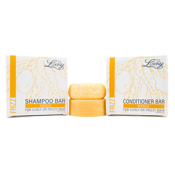 Bar Shampoo and Conditioner for Hair, by Luxiny, Made in USA Shampoo and Conditioner Bar Set With 1 Sulfate Free Shampoo Bar,  & 1 Conditioner Bar,  β Normal/Dry Damaged hair (Mango)