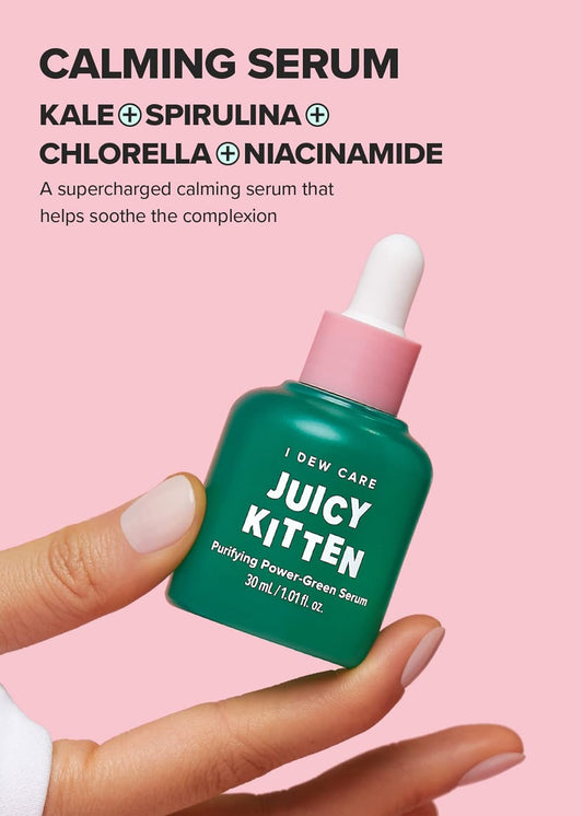 I Dew Care Face Serum - Juicy Kitten | Gift, Purifying Power-Green Korean Skincare With Niacinamide, 1.01