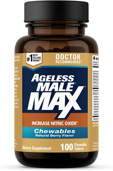Ageless Male Max Chewable Nitric Oxide Booster Supplement For Men  High Potency Ashwagandha Extract To Boost Workouts,