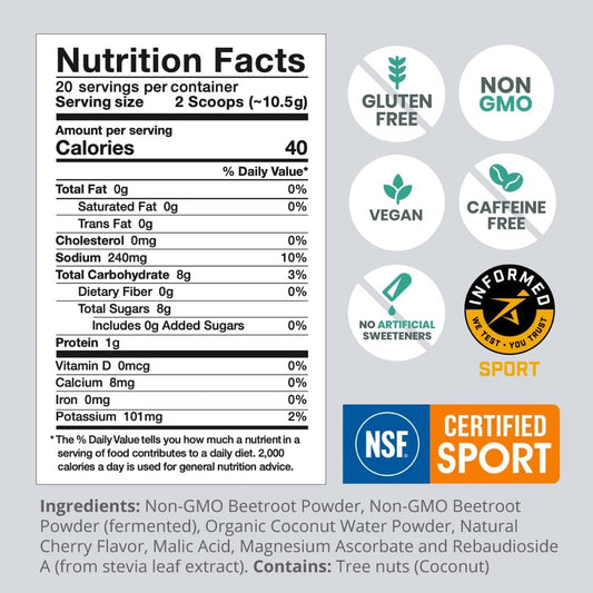 Humann Superbeets Sport Pre Workout Powder  Nsf Certified For Sport  Caffeine Free Energy  Nitric Oxide Supplement