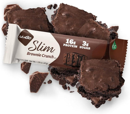 Nugo Slim Dark Chocolate Brownie Crunch, 16G Protein, 2G Sugar, 7G Fiber, Low Net Carb, Keto Friendly, Gluten Free, 12 Count