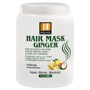 HELYORATTY PROFESSIONAL Salon Treatment - Ginger Oil Deep Conditioner & Hair Mask,tratamiento para el cabello maltratado - dominican hair products Organic,Hair Mask, Anti-Hair Loss Conditioner,60