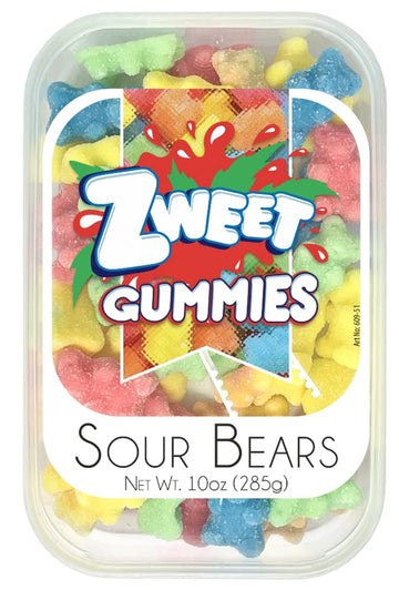 Zweet Sour Gummy Bears Candy 10 Ounce – Sour Kosher Candy, Halal Candy – Resealable Pack Of Sour Gummy Candy
