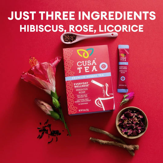 Cusa Tea & Coffee | Everyday Wellness Herbal Tea | Premium Caffeine Free Instant Tea | Hot & Iced Tea With No Added Sugar (30 Single Servings)