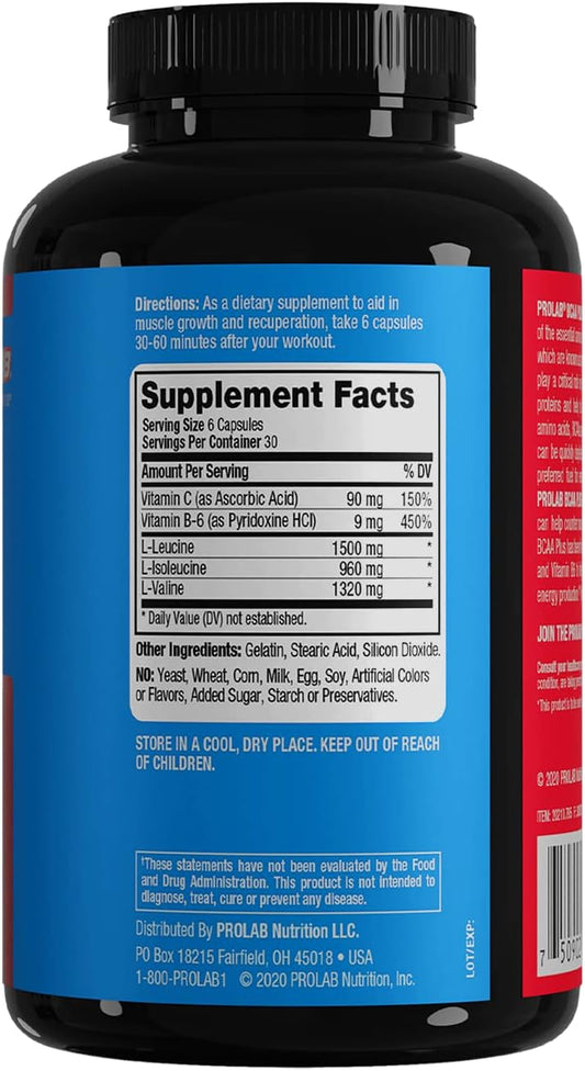 Prolab Bcaa Plus, Branched Chain Amino Acid Capsules, 180-Co