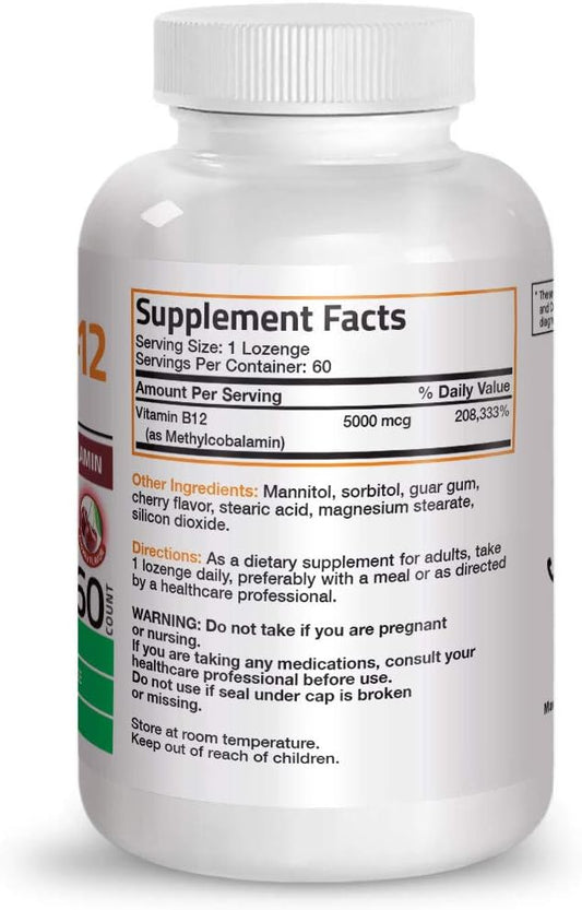 Bronson Methyl B12 5000 Mcg Vitamin B12 Methylcobalamin Energy & Brain