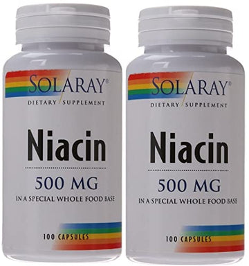Solaray Niacin Capsules, 500 Mg, 100 Count (Pack Of 2)