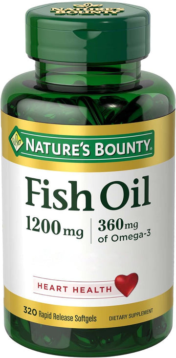 Nature's Bounty Fish Oil, Dietary Supplement, Omega 3, Supports Heart Health, 1200mg, Rapid Release Softgels, 320 Ct