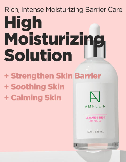 Ample:N Ceramide Shot Ampoule – Anti Aging And Hydrating Serum With Ceramide For Deep Moisturization – For Dry & Rough Skin To Reduces Wrinkles & Repairs Skin, 3.38 .