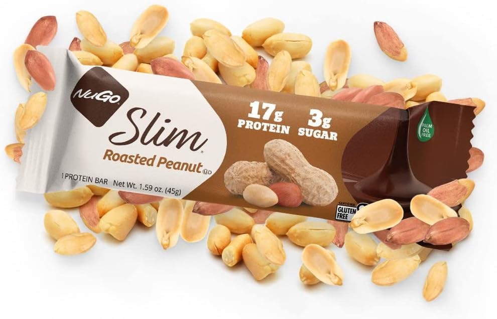 Nugo Slim Dark Chocolate Roasted Peanut, 16g Protein, 2g Sugar, 7g Fib