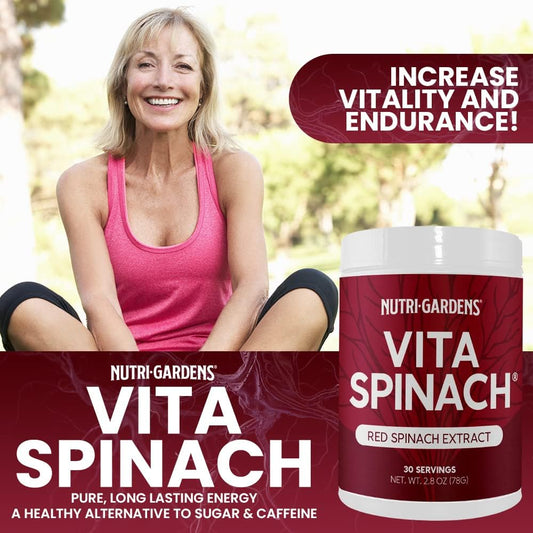 Nutrigardens Vita Spinach Powder - Red Spinach Extract - 2600Mg/Serving - Nitric Oxide Booster - Pre-Workout Superfoods