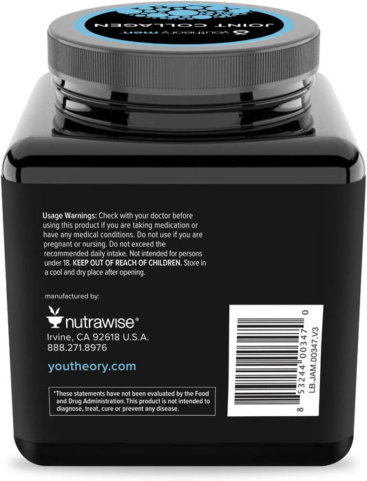 Youtheory Joint Collagen For Men  Hydrolyzed Collagen + Plant Based J7.37 Ounces