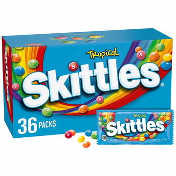 Skittles Tropical Summer Chewy Candy Assortment, 36 Ct Bulk Candy Box