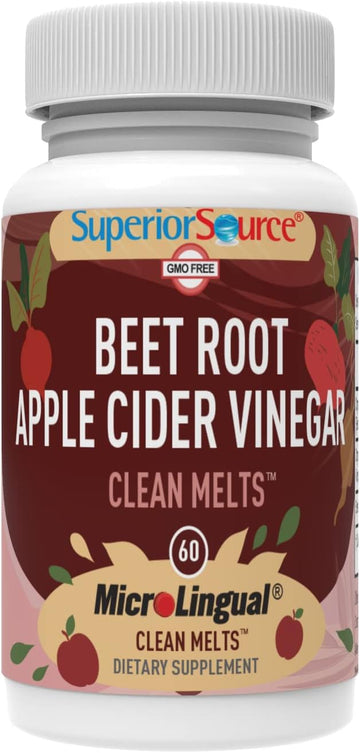 Superior Source Beet Root + Apple Cider Vinegar Clean Melts, 60 Instant Dissolving & Great Tasting Tablets, Nitric Oxide