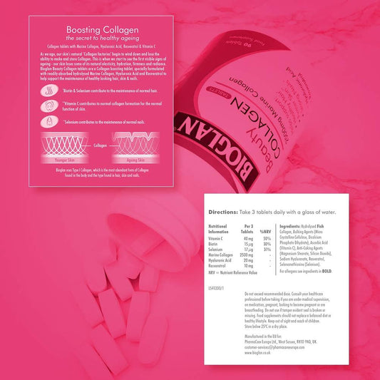 Bioglan Collagen Tablets | 2500Mg | Hydrolysed Marine Collagen |Hyalur100 Grams