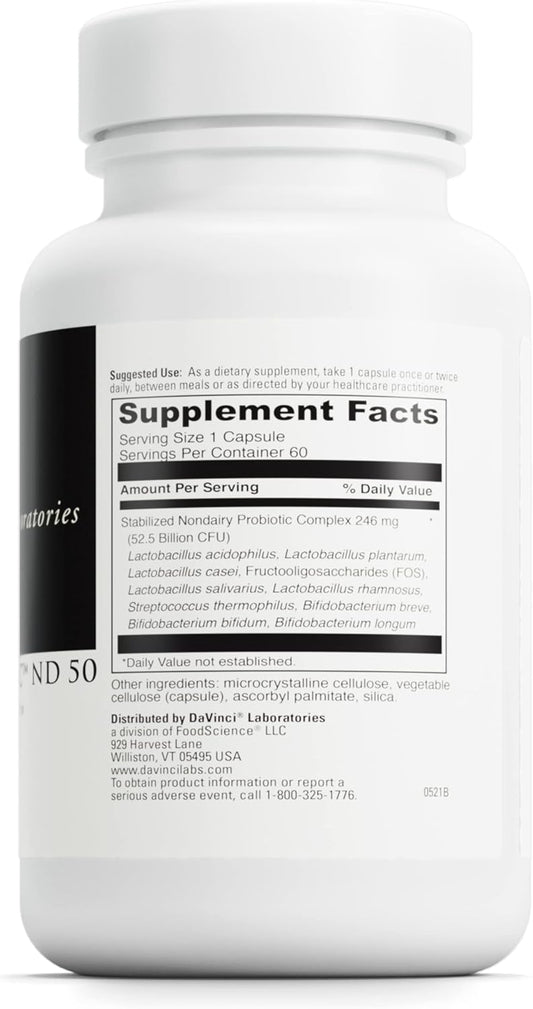 Davinci Labs Mega Probiotic Nd 50 - Non-Dairy Probiotic Supplement Wit1.92 Ounces
