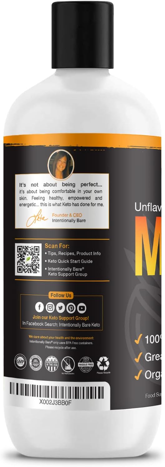 Intentionally Bare Pure C8 Organic MCT Oil - Keto, Paleo, Vegan - Coff