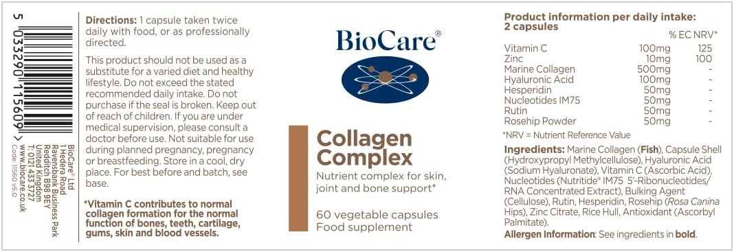 BioCare Collagen Complex | Vitamin C & Zinc with Marine Collagen, Hyal