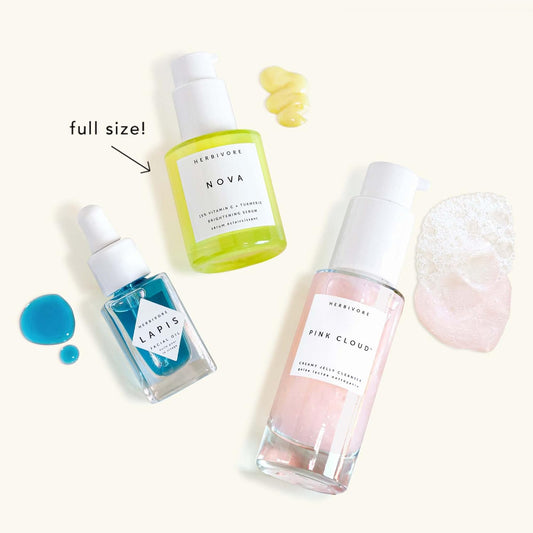 Herbivore C Stars Set - Includes Pink Cloud Cleanser, Nova 15% Vitamin C Serum & Lapis Face Oil