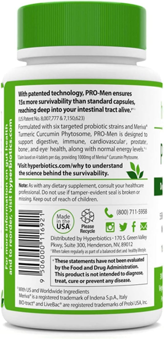 Hyperbiotics Pro Probiotics For Men | Time Release Tablets | Digestive1.44 Ounces