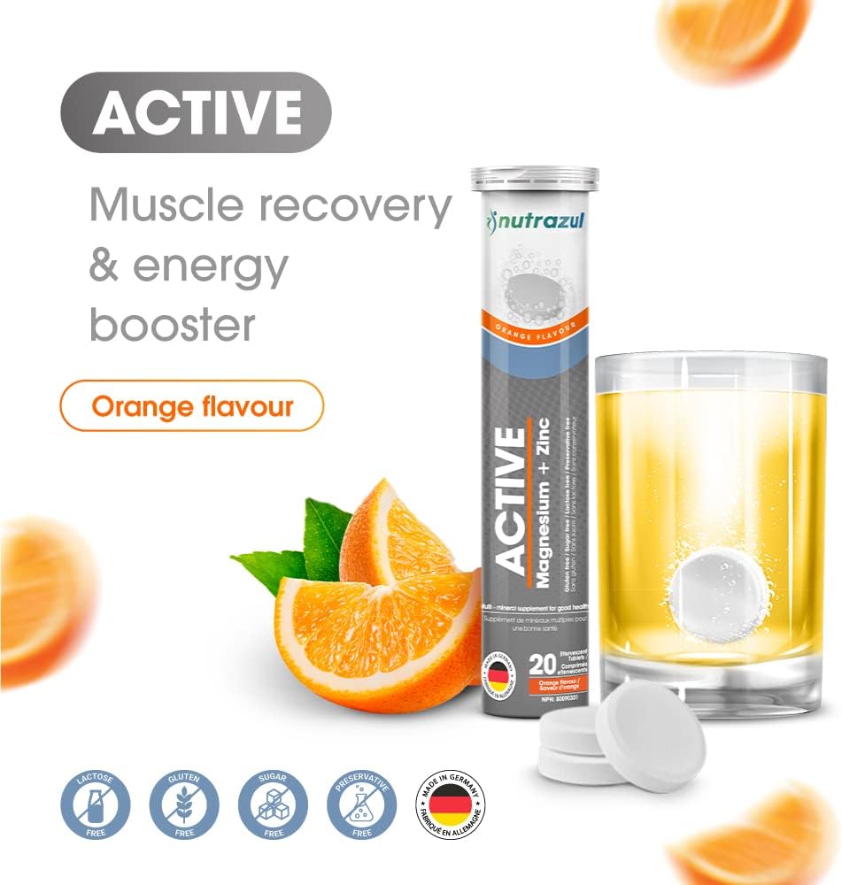 Nutrazul Active (Magnesium and Zinc) Effervescent Tablets- Orange (Pac