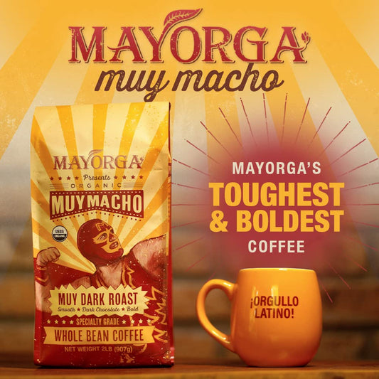 Mayorga Intense Dark Roast Coffee Bag - Muy Macho Blend, The World'S Strongest Organic Coffee - 100% Arabica Whole Coffee Beans - Bold Flavor - Specialty Grade, Non-Gmo, Direct Trade