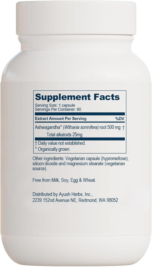 Ayush Herbs Ashwagandha Supplement, 60 Capsules1.98 Ounces