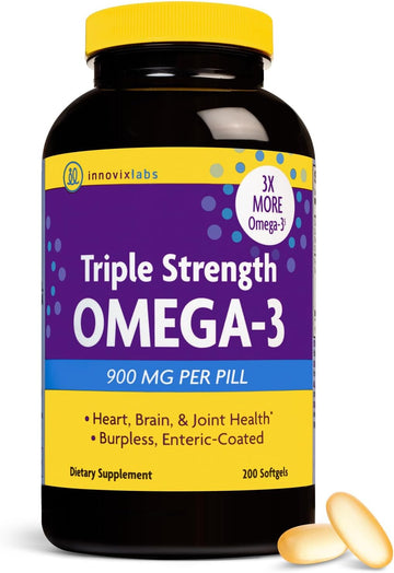 InnovixLabs Triple Strength Omega 3 Fish Oil Supplement - 900 mg, Pure EPA DHA Omega 3 Supplement for Heart, Brain & Joi