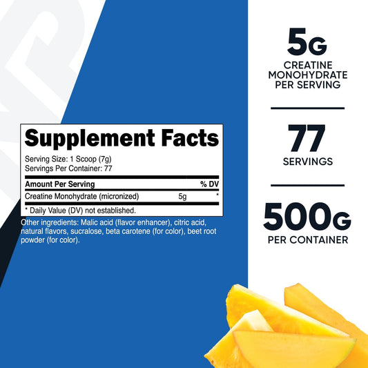 Nutricost Creatine Monohydrate Powder (Pineapple Mango, 500 Gram) - Micronized Creatine Supplement - Vegan, Non-Gmo, Gluten Free