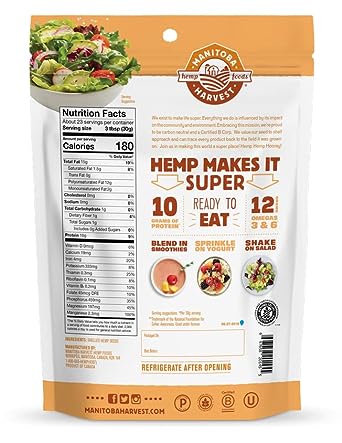 Hemp Seeds, 10G Plant Based Protein And 12G Omega 3 & 6 Per Serving | Perfect For Smoothies, Yogurt & Salad | Non-Gmo, Vegan, Keto, Paleo, Gluten Free | Manitoba Harvest