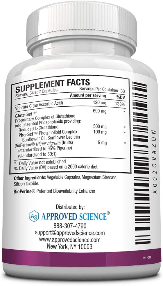 Approved Science® Glutathione - Glutathione 500 mg - Phospholipid Comp