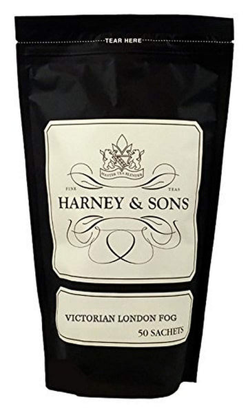 Harney & Son Victorian London Fog, Bag Of 50 Sachets, Black Tea W/Bergamot Oil And Vanilla