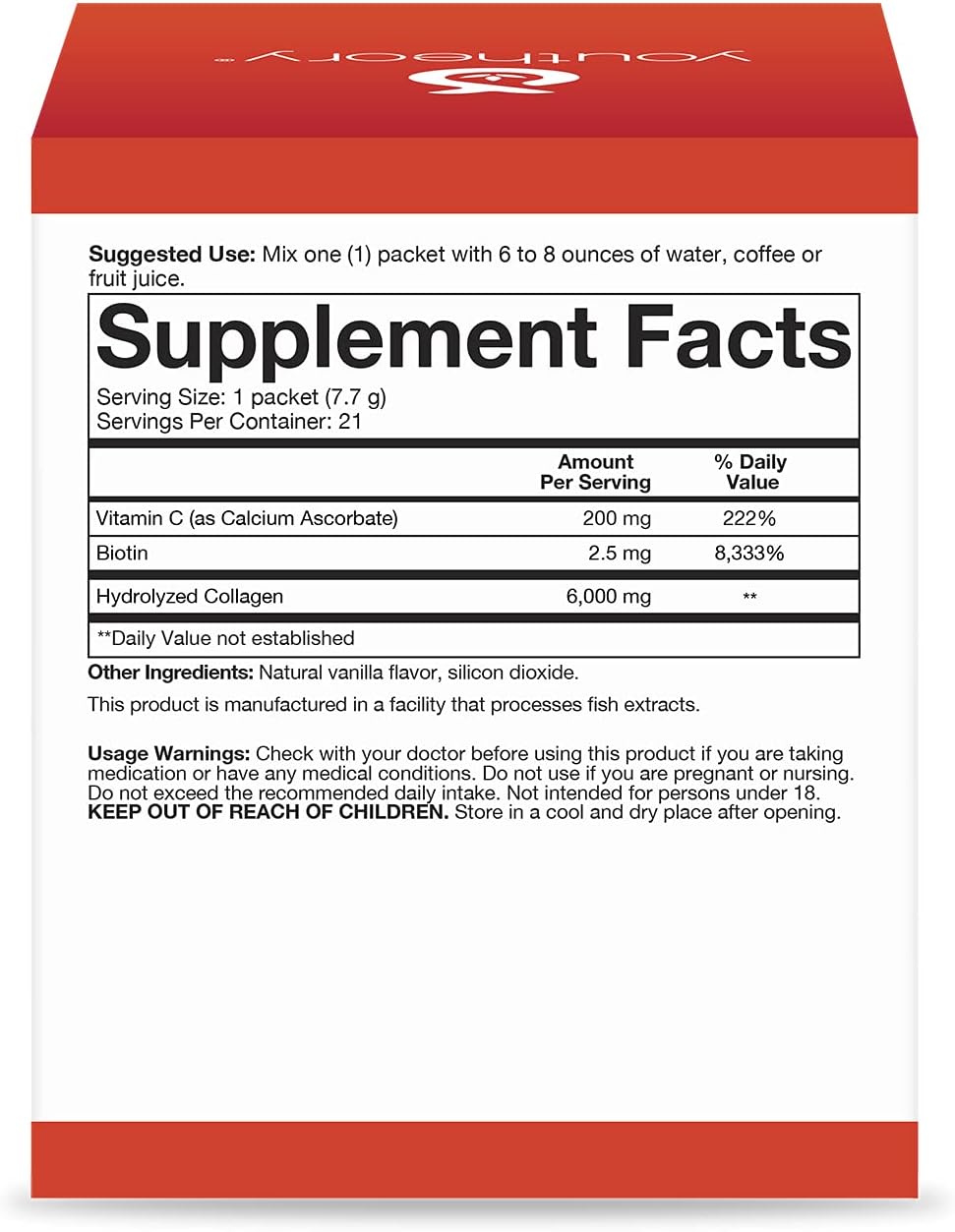 Youtheory Collagen Powder Bottle (Vanilla, 21 Servings (Pack of 1))21