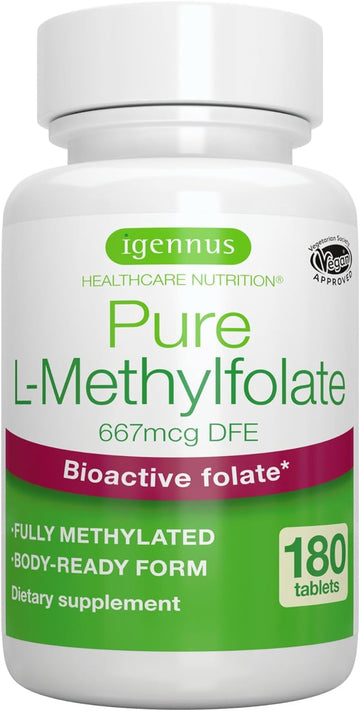 Pure Folate 400Mcg, 667Mcg Dfe, Optimized Methylfolate, Clean Label, 1