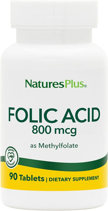 Naturesplus Folic Acid (Methylfolate) - 800 Mcg, 90 Vegan Tablets - Su