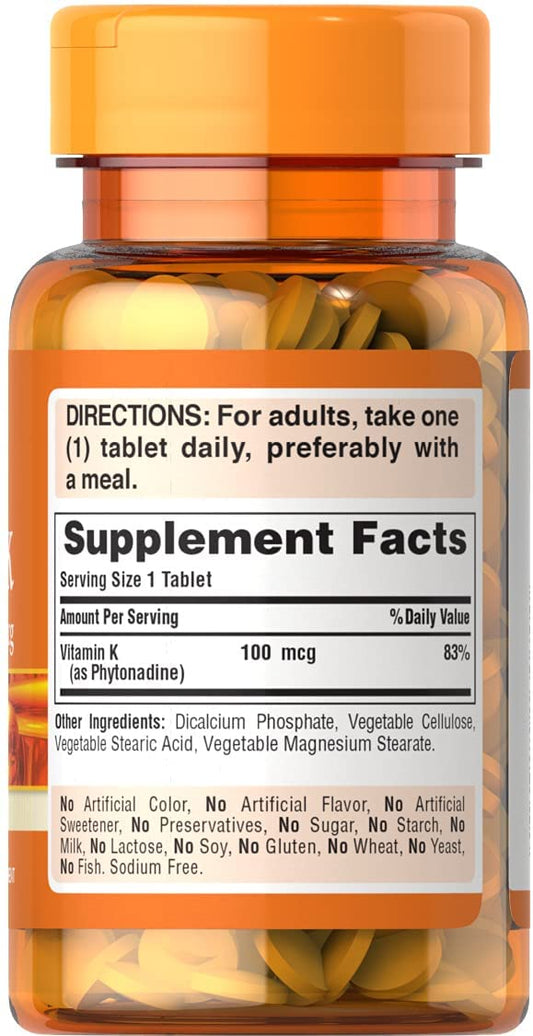 Vitamin K 100 Mcg Supports Bone And Joint Health,  By Puritan'S Pride
