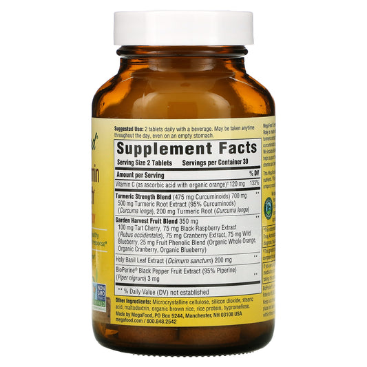 MegaFood, Turmeric Curcumin Extra Strength, Tablets