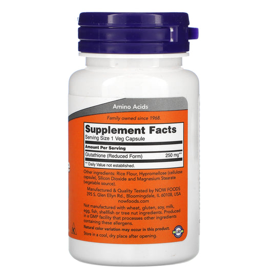 Now Foods, Glutathione, 250 Mg Veg Capsules
