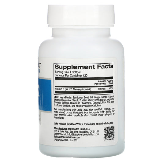 Lake Avenue Nutrition, Vitamin K2 (As Menaquinone-7)