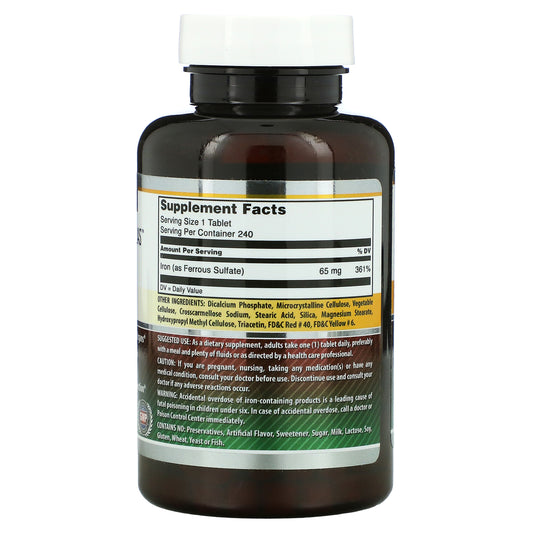 Amazing Nutrition, Iron As Ferrous Sulfate, 65 Mg