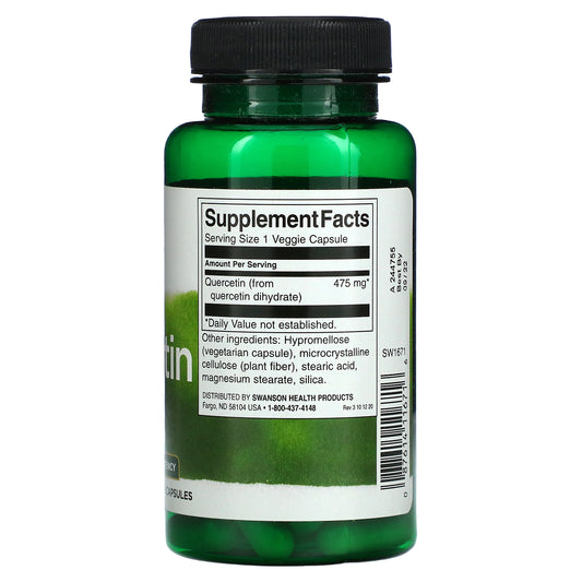 Swanson, Quercetin, 475 Mg, Veggie Capsules