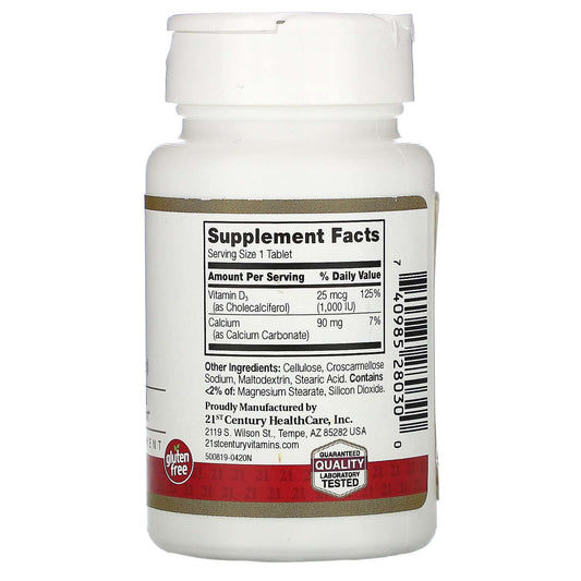 21St Century, D3, 25 Mcg (1,000 Iu), Tablets