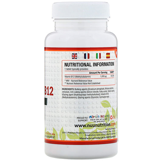 Nu U Nutrition, Vitamin B12, 1,000 Æg Vegetarian Tablets