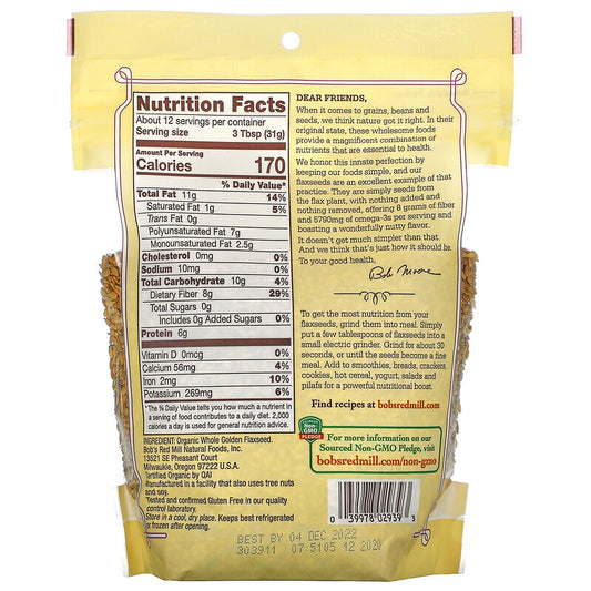 Bob'S Red Mill, Whole Golden  Flaxseed, (Pack Of 2)