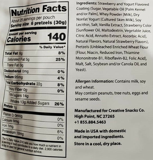 Creative Snacks Co Strawberry & Yogurt Pretzels