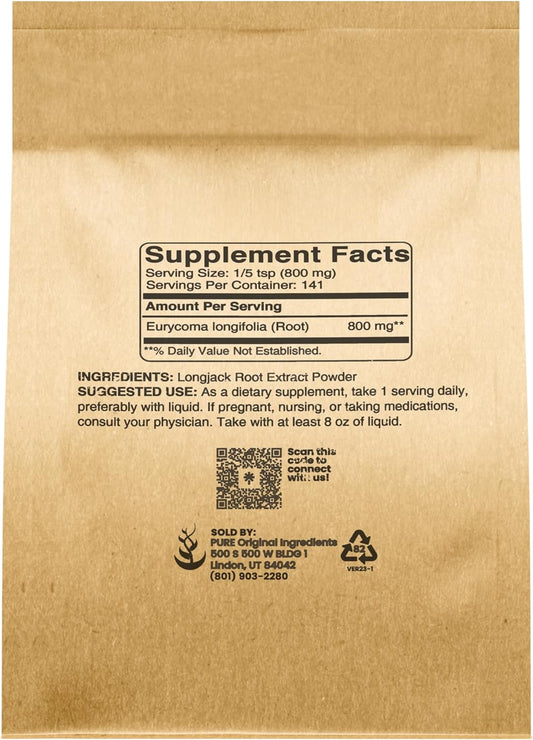 Pure Original Ingredients Longjack Extract (4Oz) Tongkat Ali, Vegan And Gluten-Free