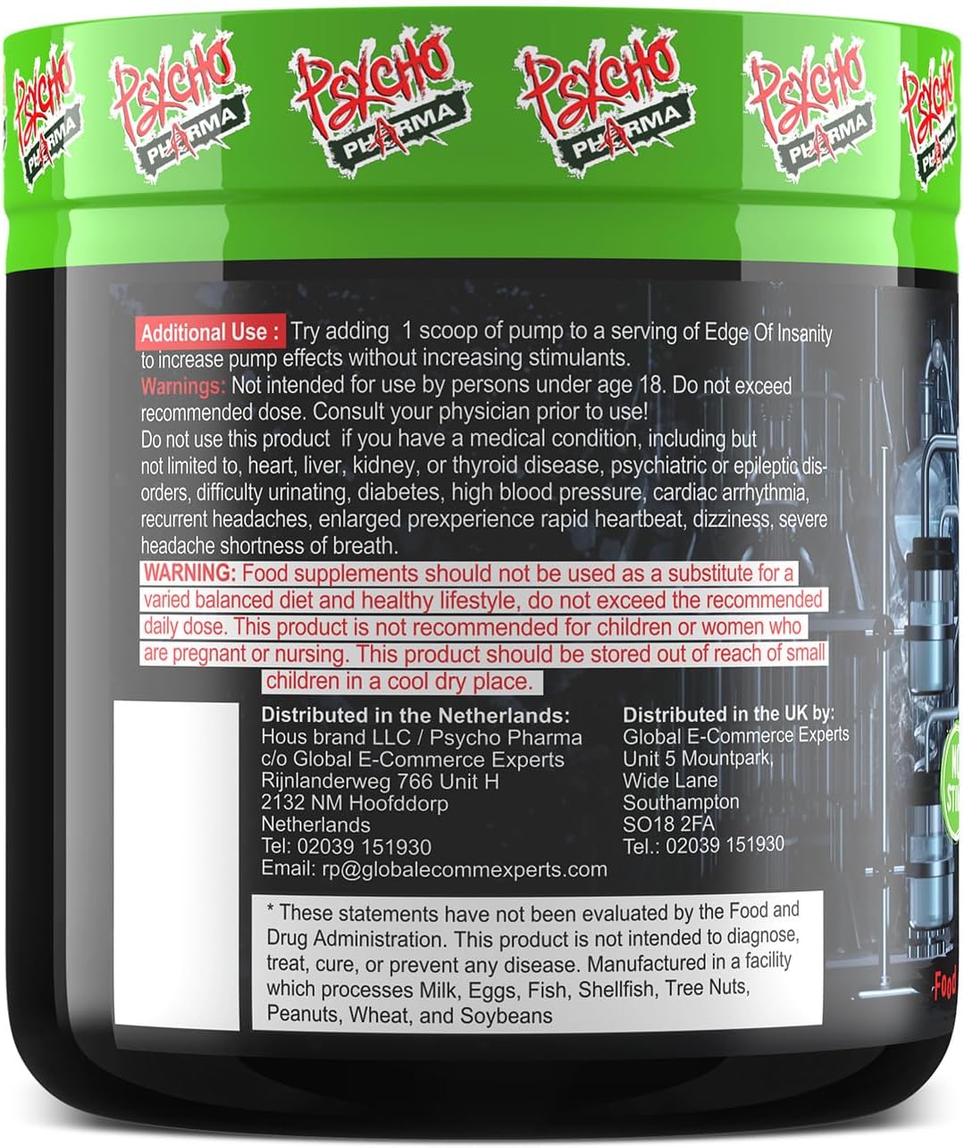 Psycho Pharma Pump it up. Pump it Way up Edge Pump Contains