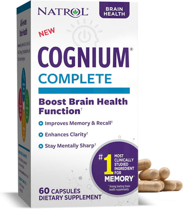 Natrol Cognium Complete, Brain Health, 100 Mg Capsules, 60 Count