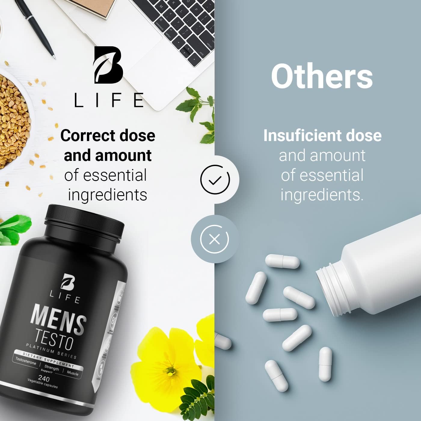 Testosterone Booster for Men - Mens Testo B Life 240 Capsul